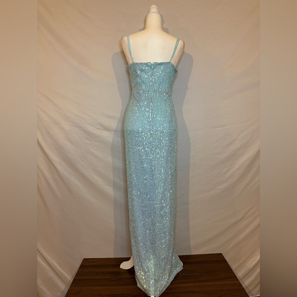 Lulus XL Remarkable Radiance Light Blue Iridescent Sequin Maxi Dress - Picture 5 of 12